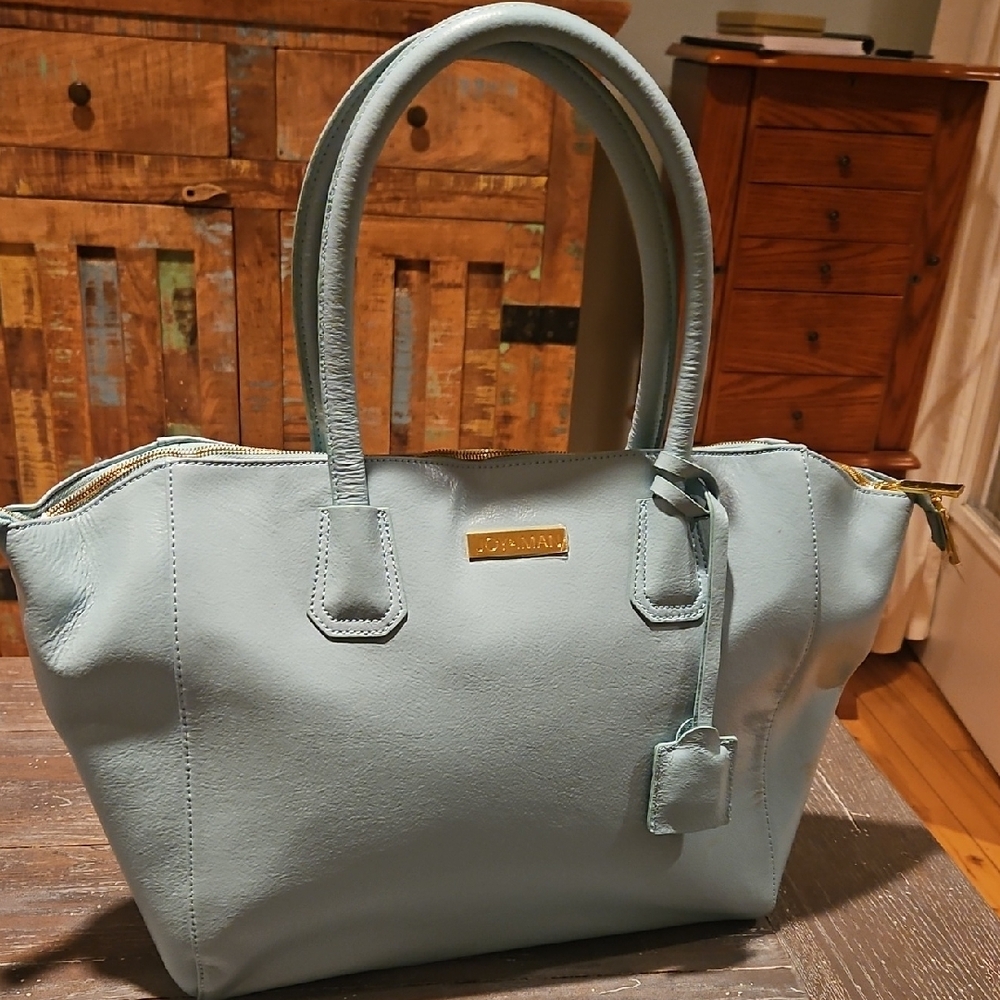 Fossil Light Blue Leather Tote Bag